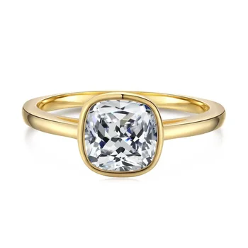 S925 стерлинги сребърен пръстен, висок клас квадратен циркон инкрустация, сватбена мода и темперамент, затворен цикъл сватбени бижута на едро