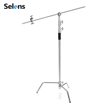 Selens C Stand Photo Studio Heavy Duty 3M Load 20kg Light Stand C Type Stand with Extension Arm and Grip Head Flding Legs
