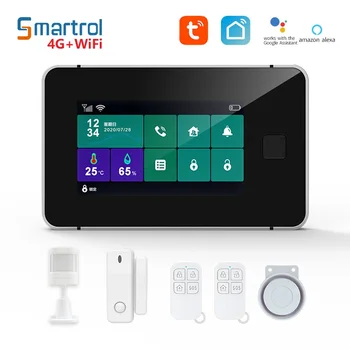 Smartrol Алармена система за сигурност 4G GSM WIFI Smart Alarm Sensor Kit Начало Крадец Аларми за защита на безопасността Поддръжка Tuya Smart App