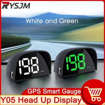 Y05 Head Up дисплей за всички автомобили на борда компютър цифров скоростомер KMH MPH GPS Smart Gauge за HUD Plug and Play аксесоари