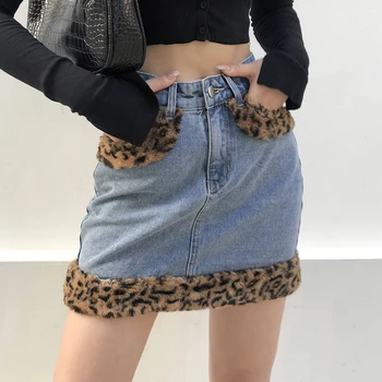 Y2K мини поли 2021 Нови дамски секси леопардови печатни поли Bodycon Harajuku 90s поли Винтидж кльощави естетични улични облекла
