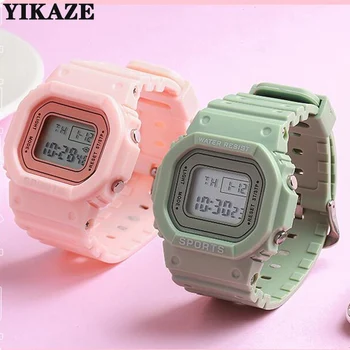 YIKAZE Sports Watch Boys Girls Student LED Electronic Watch Colorful Men Women Square Digital Watches Водоустойчив гумен часовник