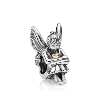 Автентичен 925 стерлинги сребърни мъниста фея Pixie ангел чар годни Pandora жени гривна гривна подарък DIY бижута