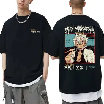 Аниме демон убиец Shinazugawa Sanemi печат тениска мъжки манга Kimetsu не Yaiba T ризи Унисекс японски стил случайни хлабав тениски