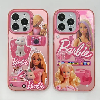 барби принцеса Обшивка аниме телефон случай за iPhone 14 13 12 11 Pro макс случай сладък сладки сладки момичета луксозна карикатура удароустойчив капак