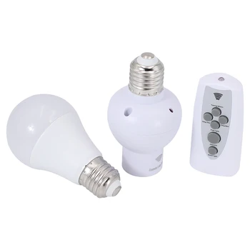Безжичен държач за лампа за дистанционно управление Димируем E27 цокъл 220V крушка LED нощна светлина с таймер