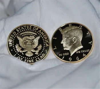 Безплатна доставка 50pcs / партида,1964 Liberty Kennedy Gold Coin,Plated 18k Gold