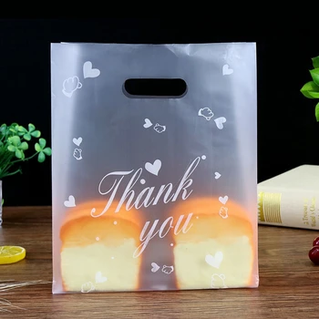 Благодаря ви пластмасова подаръчна торбичка бонбони торта опаковане чанта прозрачен печен хляб чанта с дръжка рожден ден сватбено тържество Favo 50pcs / партида