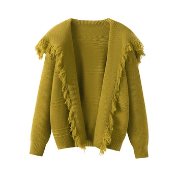 Дамско облекло плетена жилетка есен зима хлабав твърд дебел вълнен sweate женски топ случайни модни пуловери