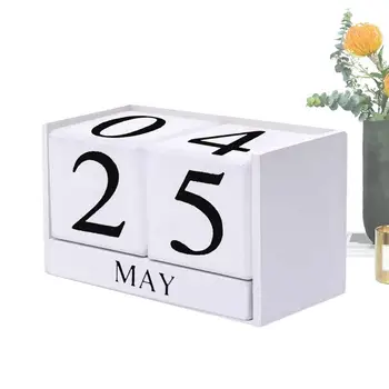 Дървени календарни блокове Дървен календарен блок за сватба Преносими парчета дърво Вечен календар бюро орнамент за камини