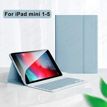 За iPad mini 1 2 3 4 5 Поколение 7.9inch Case Smart Magnet клавиатура Cover iPad mini 2012-2019 7.9 Калъф Вграден държач за молив