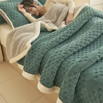 Зимно одеяло за диван легло диван столове руно топло меко удебелено спално бельо утешител каре хвърлят одеяло домашен текстил