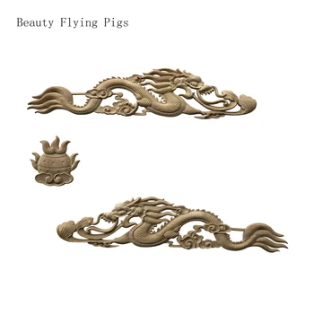  китайски стил масивна дърворезба, дракон и феникс играят мъниста, ваденки и древна архитектурна фонова декорация на стената