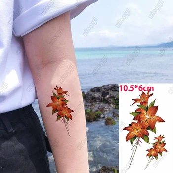 кленов лист водоустойчив временен стикер за татуировка Слънчогледови цветя момиче ръка китката вода трансфер фалшив Tatto боди арт за жени мъже