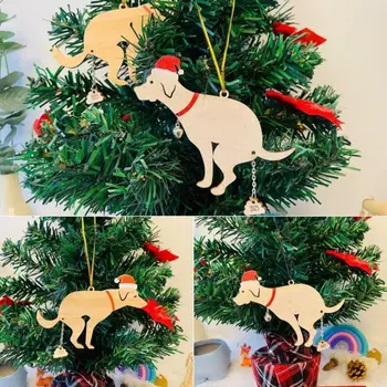 Коледа декоративни дървени лайна куче интересен подарък Коледа висулка капка орнаменти празнична парти доставки
