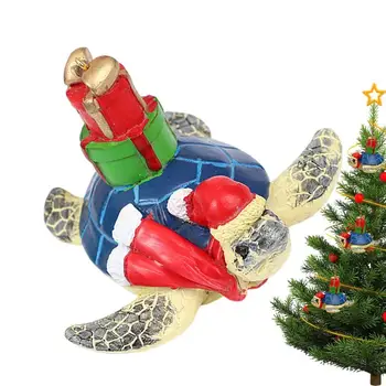Коледа морска костенурка виси орнамент смола виси костенурка декор преносим виси плаж тематични Коледа декор за училищни чанти ключодържатели