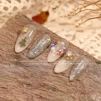 Коледно дърво чорап снежинка нокти изкуство декорации сплав метал DIY 3D нокти кристали аксесоари Инструменти за бижута