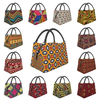 Колоритен африкански Анкара модел топлоизолирани чанти за обяд жени геометрични обяд контейнер за офис открит храна храна кутия