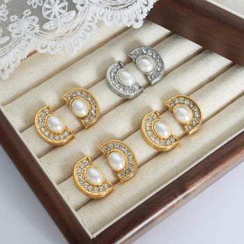 Кристални обеци за жени Луксозни мъниста от черупки Обеци от неръждаема стомана Позлатени бижута Сватбени аксесоари