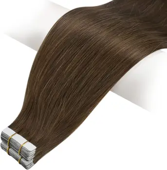 Лента в разширения Човешка коса 26 инча естествен дълъг прав цвят на косата #2 разширения за жени 100% истинска бразилска човешка коса