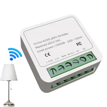 Мини интелигентен WiFi релеен превключвател DIY интелигентен светлинен превключвател модул 16A превключвател за интелигентна домашна автоматизация Wi-Fi светлинен превключвател работи с