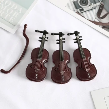 Мини цигулки орнамент миниатюрни цигулки модел със стойка за калъф Dollhouse