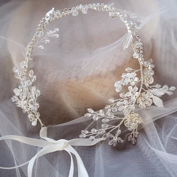 Мода Leaf булчински коса лоза кристал коса бижута аксесоари за жени парти абитуриентски бал сватба диадема лента за глава