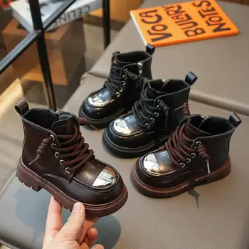 Момичета Термо памучни подплатени обувки Есен Зима Детски топли ботуши Големи детски обувки Maillard Обувки Размер 26-36