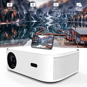 Мултимедия 500ANSI 1080P Zoom 75%-100% Bluetooth Използва се Full HD джоб за домашно кино LED Портативен смарт видео проектор