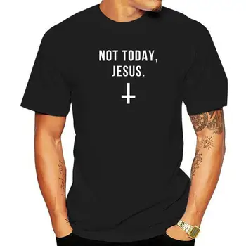 Не днес Тениска на Исус Смешни сатанински атеист тениска Стегнат памук мъже върховете тениска Camisa отстъпка топ тениски