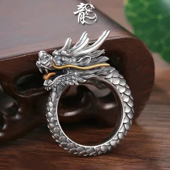 Нов винтидж пръстен за мъжки и женски драконов етнически стил