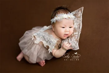 Новородено фотография подпори за момичета флорални дантела екипировки рокля лента за глава шапка аксесоари студио стрелба фото подпори