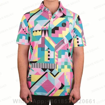 Отпечатана голф поло риза къс ръкав T летни мъже бързо сухо дишащо облекло случайни спортове футбол волейбол тениска