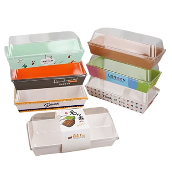 Персонализиран продуктПравоъгълна крафт хартиена кутия Еднократна хлебна храна за еднократна употреба Опаковка за суши Малка сладкарска торта Кутия за сандвич с
