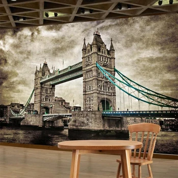 Персонализиран тапет 3d стенопис ретро Лондон Тауър Бридж TV фон стена ръчно рисувани европейски известни архитектурни 3d тапети