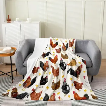 Пиле фланела руно одеяло сладък пиле модел плюшени хвърлят одеяло, за момчета момичета деца 3D животни тема всички