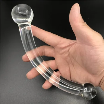 Прекрасен двуточков кристален дилдо пенис Анален задник щепсел Секс играчка Продукти за възрастни за жени мъже женски мъжки мастурбация
