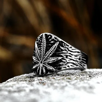 Пънк хип-хоп Канада кленов лист пръстен за мъже жени 316L неръждаема стомана листа печат парти пръстен реколта бижута подаръци на едро