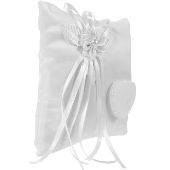 сватбен пръстен възглавница бяло цвете сватбен пръстен възглавница носител сватбен пръстен кутия притежател за сватба годеж годишнина