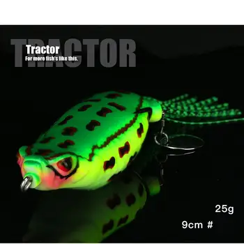 силиконови гигантски жаби симулация стръв укрепване на двойния пръстен двойни пайети цветна коприна 9cm 25g модифициран риболов примамка