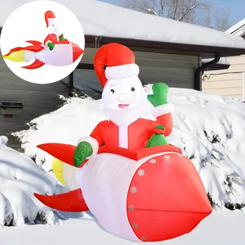 сладък смешно надуваема ракета Дядо Коледа фигура за коледна украса празнична домашна градина карикатура украшение деца коледни подаръци