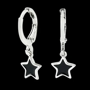 Сребърен цвят Малки петолъчни звездни обеци за жени Момиче Проста корейска мода Катарами за уши Обица Модерен подарък за бижута