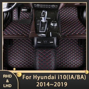 Стелки за кола за Hyundai i10 BA Gran Metro Taxi Xcent IA 2014 ~ 2019 Персонализирани авто подложки за крака Кожени килими Интериорни аксесоари