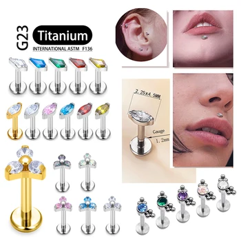 Титанов G23 ушни шипове хрущял циркон опал ахат лабрет устна трагус нос обица за жени коледен подарък пиърсинг бижута