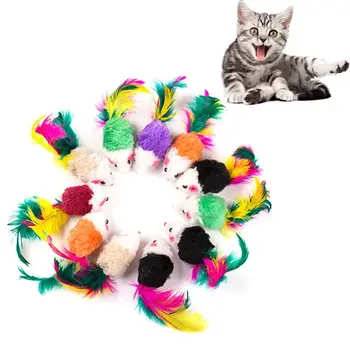 Трайни плюшени котешки консумативи Интерактивни цветни пера Скърцащи зъби Почистване Фалшива мишка Продукт за домашни любимци Котешки играчки Котка Дъвчете играчка