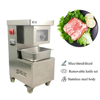 Търговски еднократно нарязване на месо Електрическа машина за рязане на месо от неръждаема стомана Автоматична машина за нарязване на кубчета с висока мощност