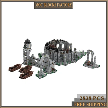 Филмова серия Moc Building Blocks Средновековието Древна градска стена Модел технология Тухли Castle Street View Детска играчка