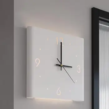 Ъглов стенен часовник LED ъглов стенен часовник Декоративен стенен часовник с 3 цвята светлина и дистанционно управление Всекидневна домашен декор